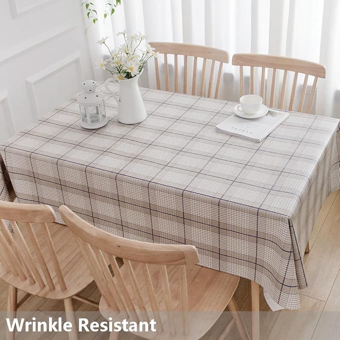 TruDelve Heavy Duty Vinyl Table Cloth for Kitchen Dining Tables Wipeable PVC Tablecloth for Rectangle Table (54'' x 84'', Lattice-3)