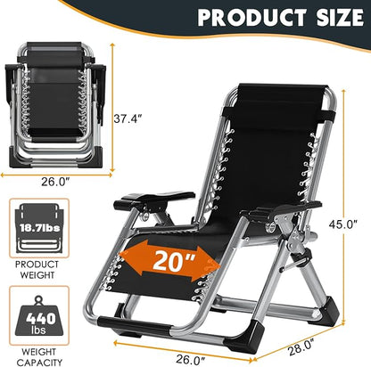 MOPHOTO Zero Gravity Chair, Outdoor Padded Lounge Chair - Image 2