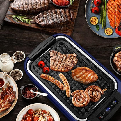 Indoor Grill CUSIMAX Electric Smokeless Grill Portable Korean BBQ with Turbo Smoke Extractor Technology, Non-stick Removable Plate, Tempered Glass Lid, Great for Party(Single Plate)