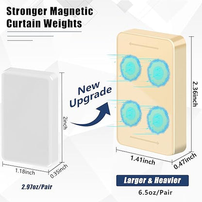 16 Pcs Outdoor Curtain Weights, 8 Pairs Upgrade to Heavier Magnetic Drapery Weights, Plastic Wrapped Waterproof Curtain Magnets for Home Decor, Tablecloth, Patio, Shower, Outside Curtains-Beige