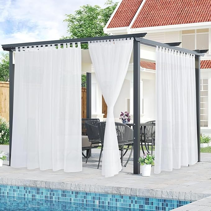 NICETOWN 2 Panels White Sheer Outdoor Curtains by NICETOWN
