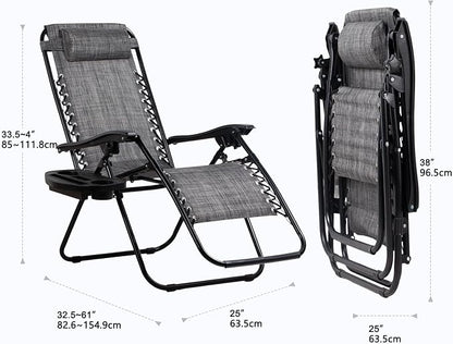 Nazhura Set of 2 Relaxing Recliners Patio Chairs Adjustable Steel Mesh Zero - Image 3