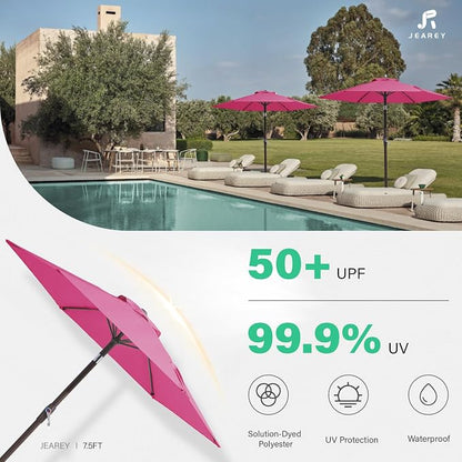 JEAREY 7.5 ft Outdoor Patio Umbrella, Table Umbrella, Rose Pink | 6 Sturdy Ribs - Image 5