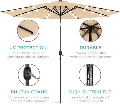 Best Choice Products 10ft Solar Polyester LED Lighted Patio Umbrella w/Tilt - Image 5