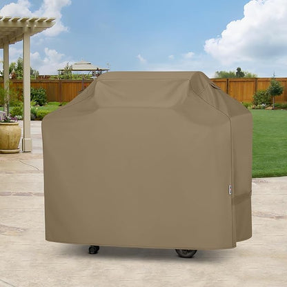 Unicook Grill Cover 60 Inch, Heavy Duty Waterproof Gas Grill Cover for Outside, Fade Resistant Barbecue Protector with Sealed Seam, Fits Weber Char-Broil Nexgrill BBQs up to 58" Wide，Neutral Taupe