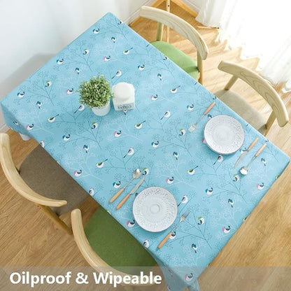 TruDelve Heavy Duty Vinyl Tablecloth Rectangle Plastic Table Cloth Oilcloth Waterproof Outdoor Tablecloths Picnic Table Covers (78'' x 54'', Birds-2)