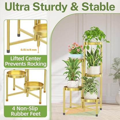iDavosic.ly Plant Stand Indoor Outdoor, 5 Tier Metal Corner Shelf, Folding - Image 4