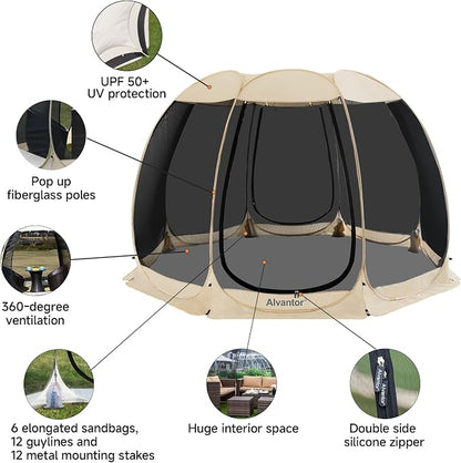 Alvantor Pop Up Screen House Tent, Instant Outdoor Gazebo - Image 4