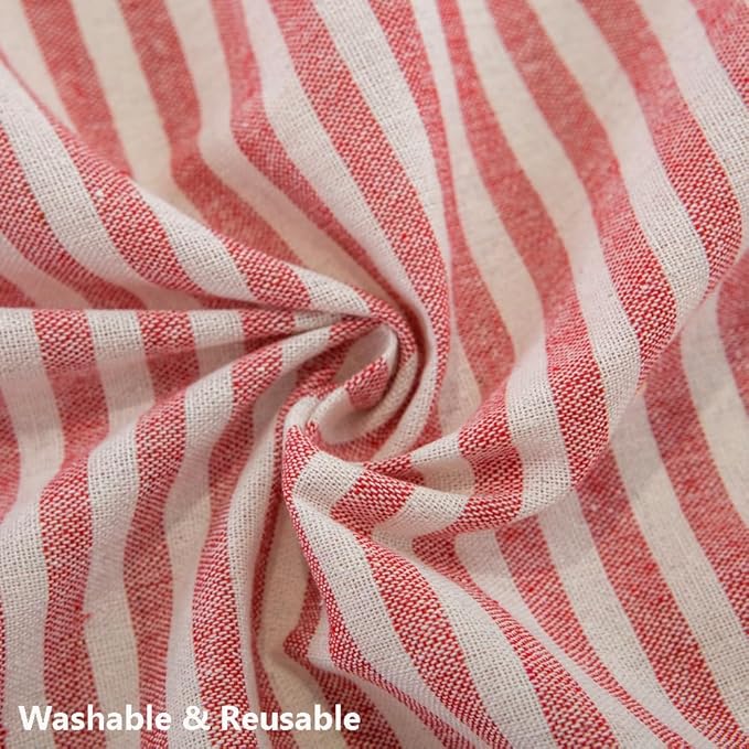 TruDelve Cloth Rectangular Tablecloth Red and White Striped Tablecloth with Tassels Boho Tablecloths for Rectangle Tables (Red,86"x55",Rectangular)