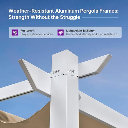 PURPLE LEAF Outdoor Pergola 10' x 13' White Pergola, Double Canopy, Khaki | - Image 9