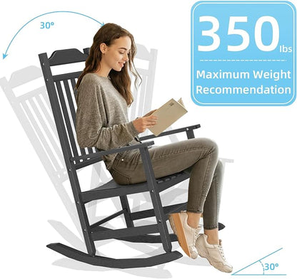 Patio Rocking Chair Outdoor Set of 2, Oversized Porch Rocker, High Back Smooth - Image 8