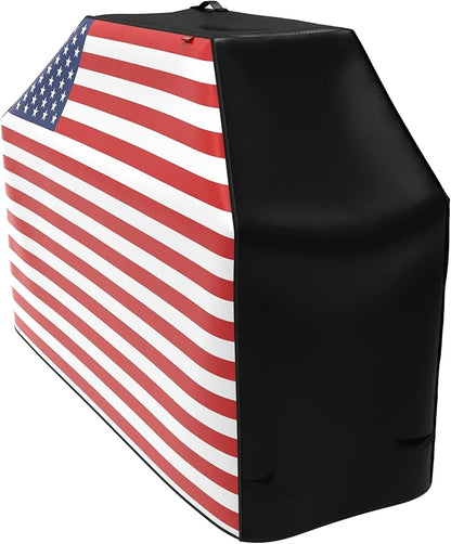 72" Heavy Duty Waterproof Gas Grill Cover fits Weber Char-Broil Coleman Gas Grill-Black,American Flag.
