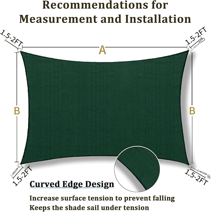 Shade&Beyond 6'x9' Sun Shade Sail Canopy Rectangle, UV Block Breathable Curved - Image 5