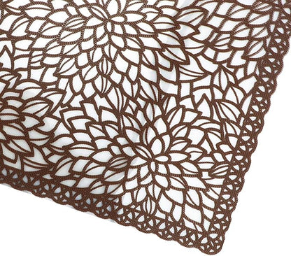 Gugrida Plastic Brown Placemats for Dining Table Tablemats Vinyl PVC Table Mats for Kitchen 6pcs(Brown, Placemats 6pcs)