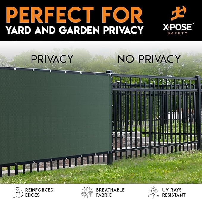 Xpose Safety Privacy Fence Screen 8’ x 50’ (72 Pack) – Heavy Duty Green Mesh with 90% Visibility Block, UV Protection – for Garden, Yard, Nursery, Kennel, Dog Run, Greenhouse