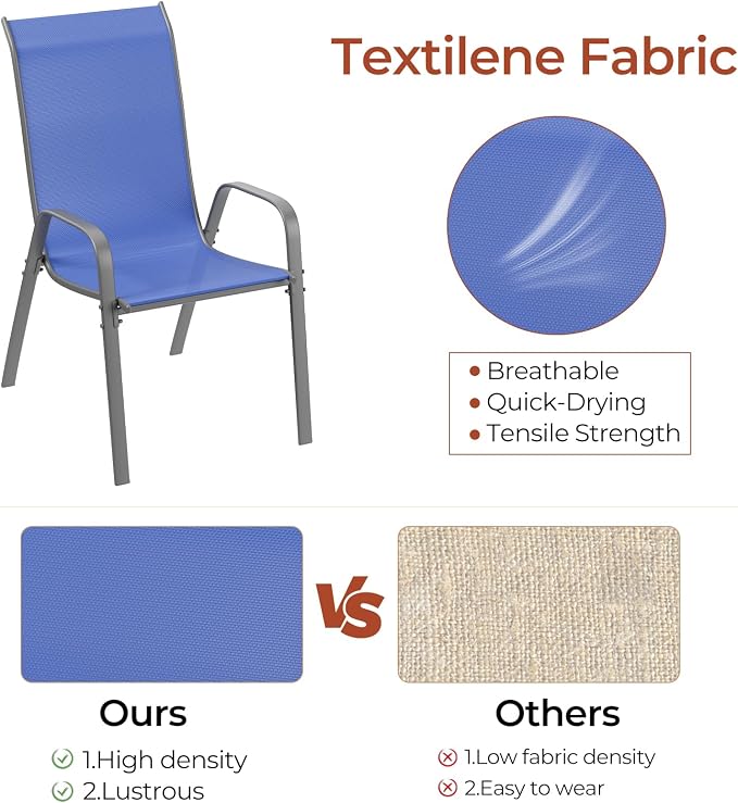 TLSUNNY Patio Chair, Outdoor Stackable Textilene Chairs Set of 6, - Image 5