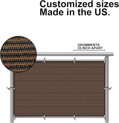 Eden's Decor Balcony Privacy Screen Brown 3'x 14' Cover Mesh Windscreen Weather-Resistant UV Protection for Backyard Deck, Patio, Balcony, Pool, Porch, Fence, Railing, Gardening
