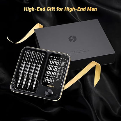 Wireless Meat Thermometer with 4 Probes, INKBIRD WiFi Meat Thermometer Digital Wireless for Rotisserie Grill Oven,Unlimited Range Dishwasher Waterproof Bluetooth Thermometer for iOS & Android