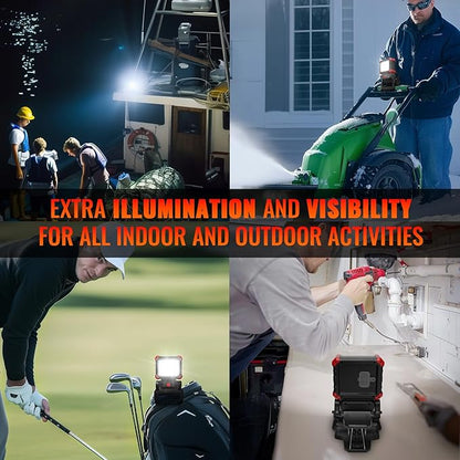LED Rechargeable Work Light with Clamp, 2100LM COB Magnetic Clip on Worklight 270° Rotating with Mobile Charger, Portable Clamp Work Light for Boats, Car Repairing, Job Site Lighting