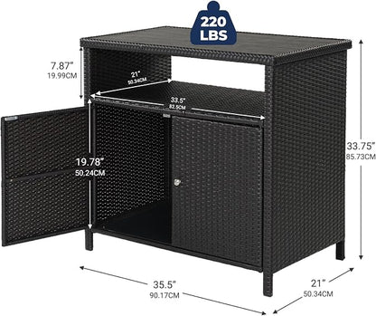 Grand patio Wicker Storage Cabinet Outdoor Waterproof Buffet Cabinet Patio Bar - Image 3