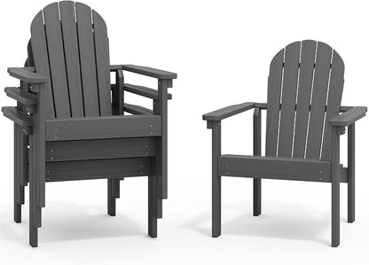 SERWALL HDPE Stackable Adirondack Chairs Set of 4, Space-Saving - Image 3