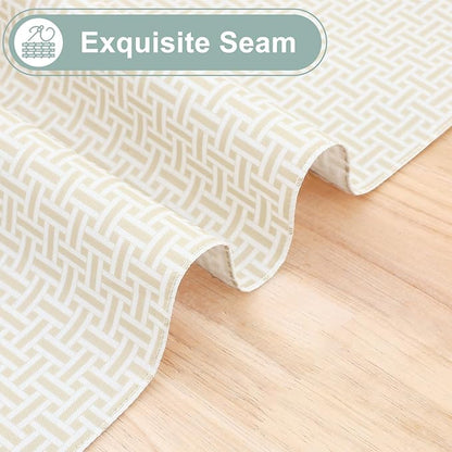 misaya Rectangle Waterproof Vinyl Table Cloth, Plastic Tablecloth with Flannel Backing, Wipeable Table Cover for Dinner, Picnic, Indoor and Outdoor (Weave Patternd, 52" x 70")