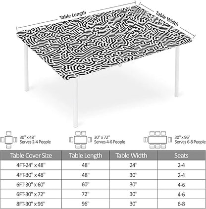 Rectangle Table Cloth Cover Waterproof Elastic Fitted Polyester Fitted Tablecloths for 4 Foot Tables for Indoor,Picnic, Camping, Outdoor （48" x 24"，Abstract Geometry）