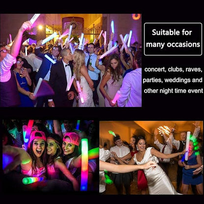 Glow Sticks Bulk, 32 Pcs LED Foam Sticks Glow in the Dark Party Supplies with 3 Modes Colorful Flashing,Light Up Batons Party Favors for Party Wedding Birthday Concert Halloween Christmas