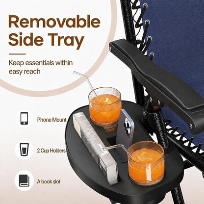 Yaheetech 26" Zero Gravity Recliners Adjustable Set of 2, Cup Holder Trays and - Image 5