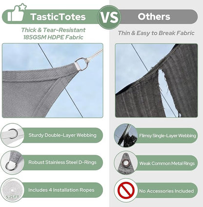 TasticTotes Rectangle Sun Shade Sail, 95% UV Blockage, Yard & Deck. Reinforced - Image 5