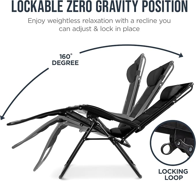 Best Choice Products Oversized Padded Zero Gravity Chair w/Canopy Headrest Cup - Image 7