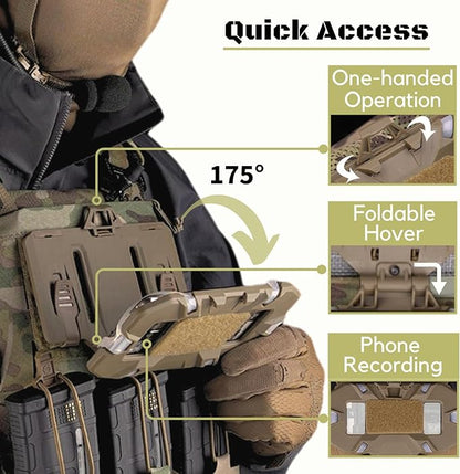 Let Me Be Tactical Plate Carrier Molle Phone Carrier Vest Attachments, Outdoor Universal Foldable Phone Chest Holder, Chest Rig Mount Navigation Board for 4.7"-6.7" Screen (FoldPanel-Tan)