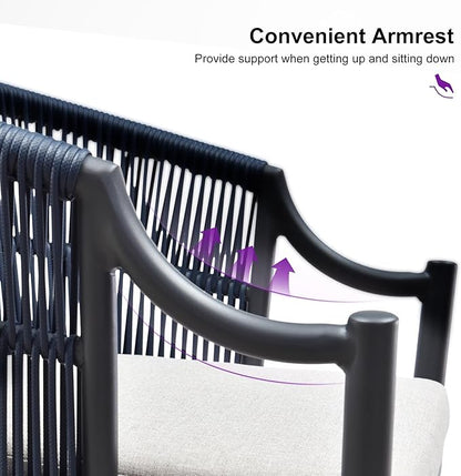 PURPLE LEAF Outdoor Dining Set for 8 with Storage Box All Weather Wicker Patio Dining Set with Rectangular Aluminum Table and Modern Armrest Dining Chairs for Garden Deck Backyard Kitchen, Grey