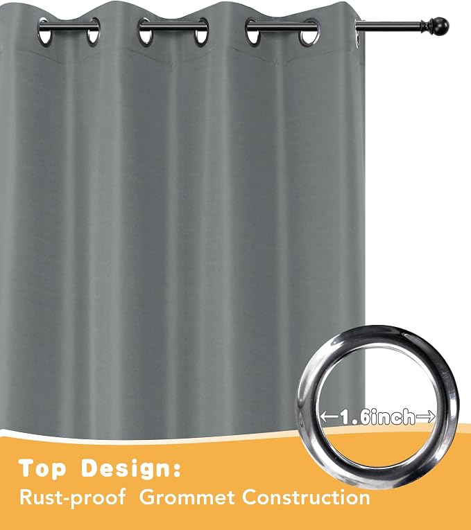 HolidayIdeas Outdoor Curtains for Patio Waterproof 4 Pcs 54x95 Inch Grey | - Image 4