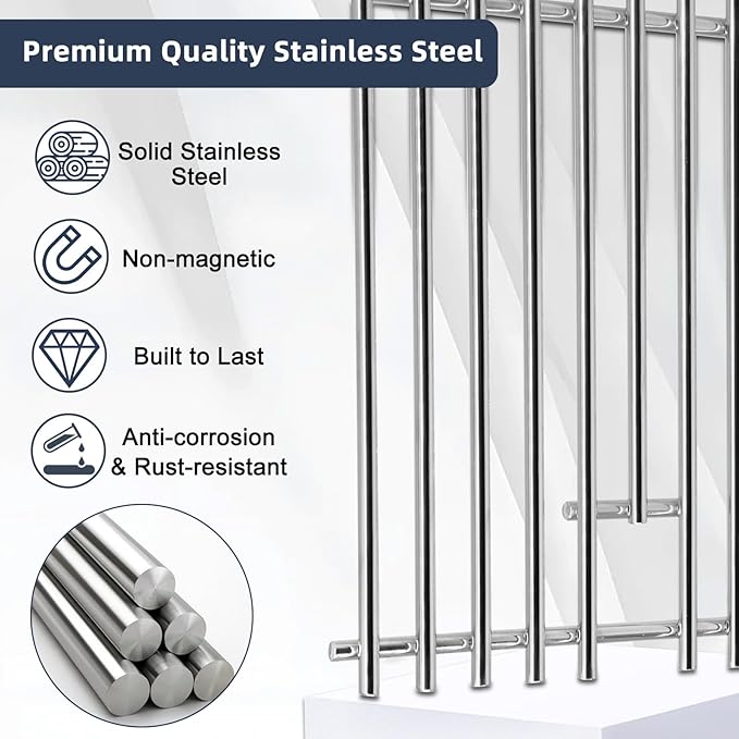 Criditpid Grill Replacement Parts for Charbroil 463340516 463370519 463370516 463278418, Stainless Steel Grill Grates, Burner & Igniter, Heat Plates, Flame Carryover for Charbroil Gas2coal 463340516.