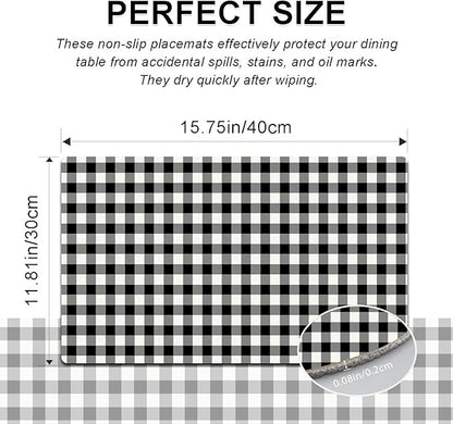 Lattice Placemats Set of 4 - Abstract Leather Heat Resistant Placemats for Dinner Table, Non-Slip Waterproof Oil-Proof Washable Reusable Placemat for Indoor Outdoor Kitchen Decor, 15.75In*11.81In