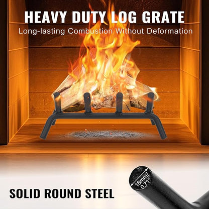 Fireplace Grate 14 inch - Fireplace Log Grates Heavy Duty Solid Round Steel | Log Grate for Fireplace No Assembly Required, Burning Wood Stove Grate for Indoor Chimney Hearth, Outdoor Camping