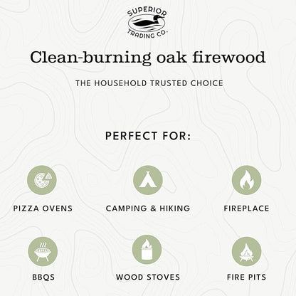 Superior Trading Oak Mini Fire Wood w/Fire Starter Pods, Winter Fireplace Starter, Wood Stove, USDA Cert 4-5” Kiln Dried Firewood, USA Made, 10-11 lbs in Plastic Storage Box
