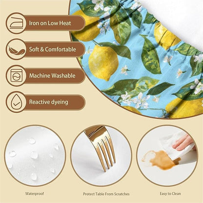 Rectangle Table Cloth Cover Waterproof Elastic Fitted Polyester Fitted Tablecloths for 6 Foot Tables for Indoor,Picnic, Camping, Outdoor （72" x 30"，Lemon）