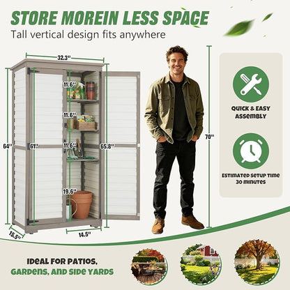 Outdoor Storage Cabinet – Store More in Less Space, Tall Vertical Garden Tool - Image 7