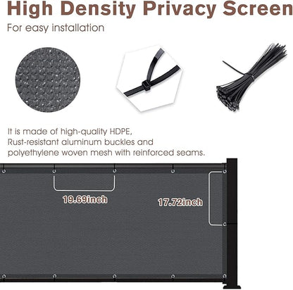 Sunny Guard Customized 3.3'x9' Drak Grey Balcony Privacy Screen,180 GSM Apartments Railing Fence Cover,Heavy Duty Mesh Windscreen for Deck,Outdoor,Backyard,Patio