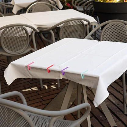 uxcell 8 Pack Tablecloth Clips, Stainless Steel Table Cloth Cover Clamps, 2.95" x 1.77" Windproof Holder Clips for Home Party Picnic Wedding Camping Dining Tables, White