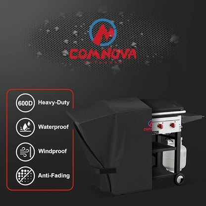 Comnova Griddle Cover for Camp Chef FTG600 - Premium 600D Outdoor Flat Top Grill Cover Heavy Duty & Waterproof for Camp Chef 4 Burner Griddle FTG600, FTG600P, and FTG600GL - 63.5 x 22 x 36 Inch