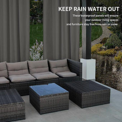 Easy-Going 100% Waterproof Outdoor Curtains 54x96 inch, Dark Grey | Windproof - Image 4
