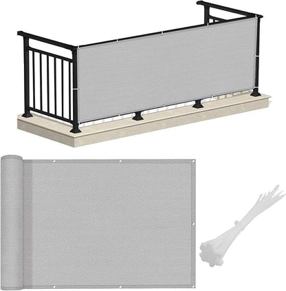 LOVE STORY Balcony Privacy Screen, 3.3'x19.7' Deck Shield Screen Fence Cover,UV Protection and Weather-Resistant,3 FT Height for Deck, Patio, Backyard, Outdoor Pool, Porch, Railing, Gray