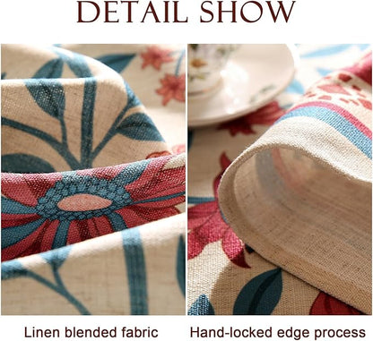 Designer Linen Small Square Red Tablecloth,Vintage William Morris Wrinkle Resistant Floral Table Cloth,Decor Table Cover for Kitchen,Dining,Thanksgiving,Christmas,55"*55"-Dorodango B