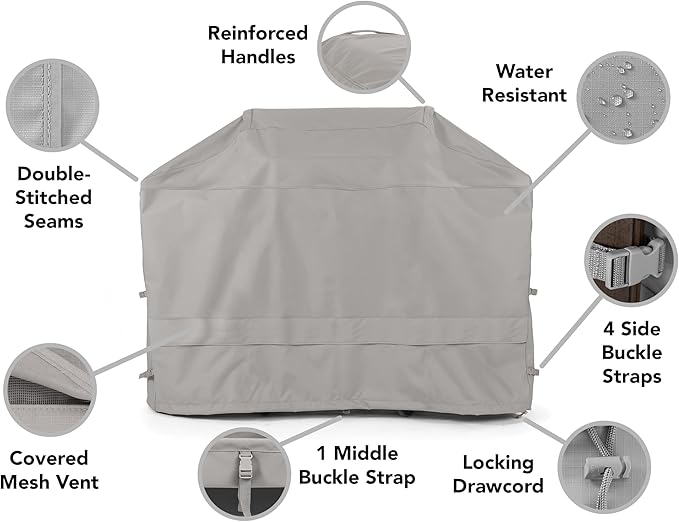 Covermates Grill Cover - Weather Resistant Outdoor Cover, Heavy Duty BBQ Covers for Large Outdoor Kitchen, Ultima 600D Polyester, 70 Inch, Ripstop Grey