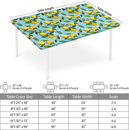 Rectangle Table Cloth Cover Waterproof Elastic Fitted Polyester Fitted Tablecloths for 6 Foot Tables for Indoor,Picnic, Camping, Outdoor （60" x 30"，Lemon）
