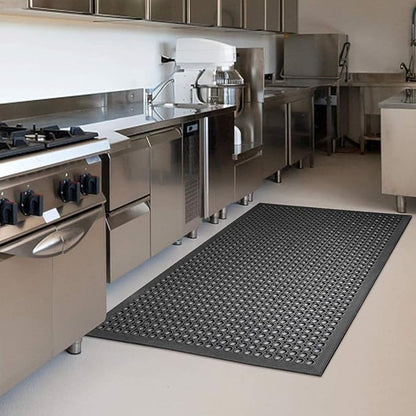 Outdoor Rubber Mat for Floor Anti-Fatigue Non Slip Commercial Restaurant Floor Mats 36" x 60" New Heavy Duty Rubber Kitchen Drainage Mat Black Bar Floor Mat