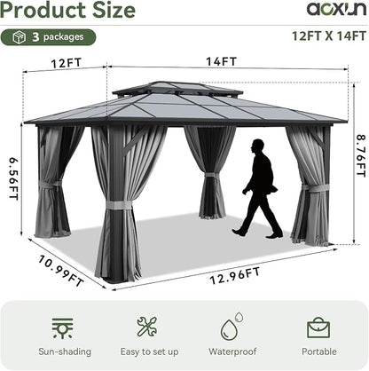 Aoxun 12'x14' Hardtop Gazebo - Image 4